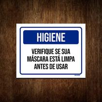 Placa De Sinalização - Higiene Verifique Máscara Limpa 36x46