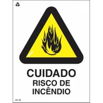 Placa de Sinalização Indicação A2 Cuidado, Risco de Incêndio Normatizada