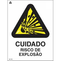Placa de Sinalização Indicação A3 Cuidado, Risco de Explosão Normatizada