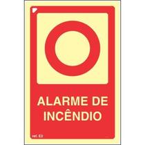 Placa de Sinalização Indicação E2 Comando Manual de Alarme de Incêndio Normatizada