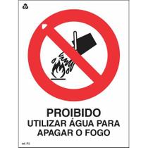 Placa de Sinalização Indicação P3 Proibido Utilizar Água para Apagar o Fogo Normatizada