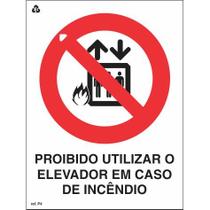 Placa de Sinalização Indicação P4 Proibido Utilizar Elevador em Caso de Incêndio Normatizada