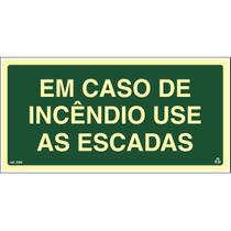Placa de Sinalização Indicação S34 Em Caso de Incêndio Use as Escadas Normatizada Placa de Sinalização Indicação S34 Em Caso de Incêndio Use as Escadas Normatizada