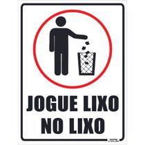Placa de Sinalização Jogue Lixo no Lixo 15X20