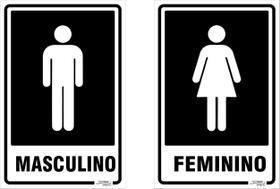 Placa De Sinalização Kit Placas Banheiro Masculino Feminino