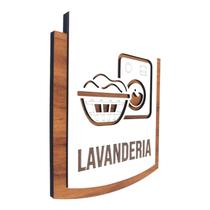 Placa De Sinalização Lavanderia - MDF 15x13cm