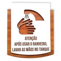 Placa De Sinalização Limpeza das Mãos - MDF 15x13cm
