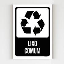 Placa de sinalização lixo comum aviso mdf a4 20x29