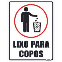 Placa de Sinalização Lixo Para Copos