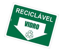 Placa de Sinalização - Lixo Reciclável: Vidro Lixeira ou Container