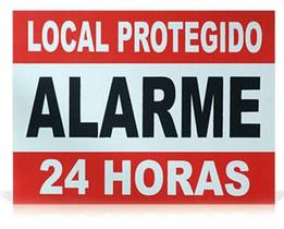Placa de sinalização local protegido 24 horas