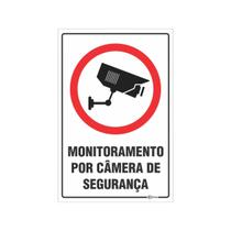Placa de Sinalização Monitoramento Por Camera de Segurança 30 x 20 cm