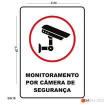 Placa de Sinalização Monitoramento por Câmera de Segurança - LM Balcoes