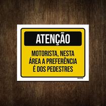 Placa De Sinalização - Motorista Preferência Pedestres 27X35