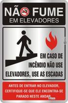 Placa De Sinalização Não Fume Em Elevadores - 25x16