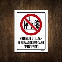 Placa De Sinalização - Não Use Elevador Em Incêndio 18X23
