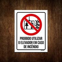 Placa De Sinalização - Não Use Elevador Em Incêndio 27x35