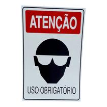 Placa DE Sinalização OBRIGATORIO USO DE OCULOS 20 X 30 CM