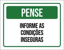 Placa De Sinalização - Pense Fique De Olho Segurança 27X35