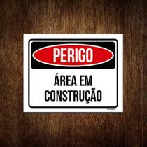 Placa De Sinalização - Perigo Área Em Construção 36X46