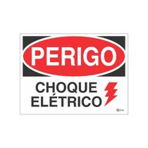 Placa de Sinalização Perigo Choque Elétrico 15 x 20 cm