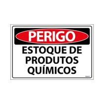 Placa De Sinalização Perigo Estoque De Produtos Químicos 30x20 Ecom IA - SP25 F9e