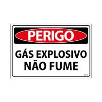 Placa De Sinalização Perigo Gás Explosivo Não Fume 30x20 Ecom IA - SP18 F9e