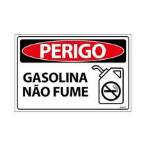 Placa De Sinalização Perigo Gasolina Não Fume 30x20 Ecom IA - SP17 F9e