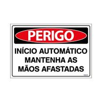 Placa De Sinalização Perigo Início Automático Mantenha As Mãos Afastadas 30x20 Ecom IA - SP50 F9e