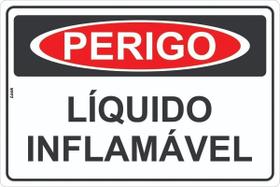 Placa de Sinalização - Perigo: Líquido Inflamável - Risco de Fogo - Cuidado em PS (Poliestireno) Placa de Sinalização - Perigo: Líquido Inflamável - Risco de Fogo - Cuidado em PS (Poliestireno)