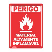 Placa de Sinalização Perigo Material Altamente Inflamável