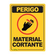 Placa de Sinalização Perigo Material Cortante Placa de Sinalização Perigo Material Cortante