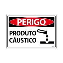 Placa De Sinalização Perigo Produto Cáustico 30x20 Ecom IA - SP22 F9e
