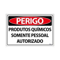Placa De Sinalização Perigo Produtos Químicos Somente Pessoal Autorizado 30x20 Ecom IA - SP57 F9e