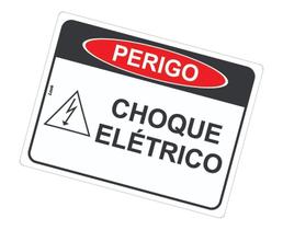 Placa de Sinalização - Perigo: Risco de Choque e Descarga Elétrica Segurança em Alta Tensão