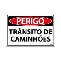 Placa De Sinalização Perigo Trânsito De Caminhões 30x20 Ecom IA - SP88 F9e Placa De Sinalização Perigo Trânsito De Caminhões 30x20 Ecom IA - SP88 F9e