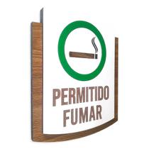 Placa De Sinalização Permitido Fumar - MDF 15x13cm