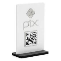 Placa de Sinalização PIX em Acrílico Branco com QR Code Prata Placa de Sinalização PIX em Acrílico Branco com QR Code Prata