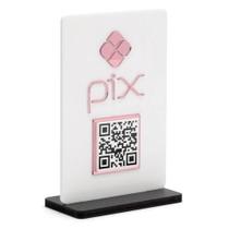 Placa de Sinalização PIX em Acrílico Branco com QR Code Rosé Placa de Sinalização PIX em Acrílico Branco com QR Code Rosé