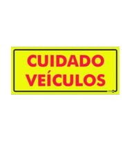 Placa de Sinalização Plástico 13x30cm Cuidado Veículo PS468 Encartale Placa de Sinalização Plástico 13x30cm Cuidado Veículo PS468 Encartale