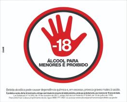 Placa de Sinalização - Proibida a Venda de Bebida Alcoólica para Menores de 18 Anos Lei de Proteção