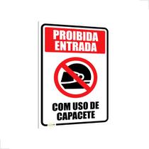 Placa De Sinalização Proibida Entrada Com Uso De Capacete 20x30cm Placa De Sinalização Proibida Entrada Com Uso De Capacete 20x30cm