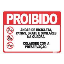 Placa de Sinalização Proibido Bicicletas, Skates e Patins