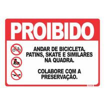 Placa de Sinalização Proibido Bicicletas, Skates e Patins Placa de Sinalização Proibido Bicicletas, Skates e Patins