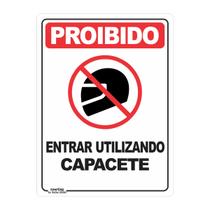 Placa de Sinalização Proibido Entrar Utilizando Capacete