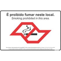 Placa de Sinalizacao Proibido Fumar 20X30CM.