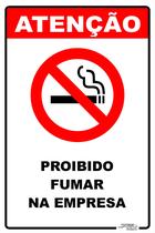 Placa De Sinalização Proibido Fumar Na Empresa 20x30