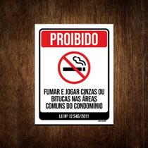 Placa De Sinalização - Proibido Fumar No Condomínio 27x35