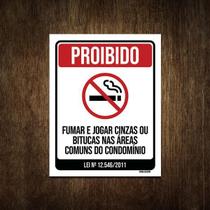 Placa De Sinalização - Proibido Fumar No Condomínio 27X35