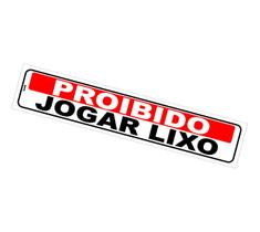 Placa de Sinalização Proibido Jogar Lixo Lixeira PS 5x25cm Autoadesiva